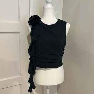 Abercrombie and Fitch Black Ruffle Flower Sleeveless Top